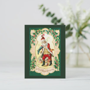 Cartão Postal De Festividades Santa Claus e arte de Natal