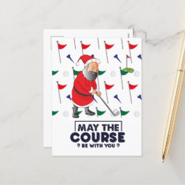 Cartão Postal De Festividades Santa Claus Golfer no Natal maio O curso H