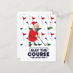 Cartão Postal De Festividades Santa Claus Golfer no Natal maio O curso H