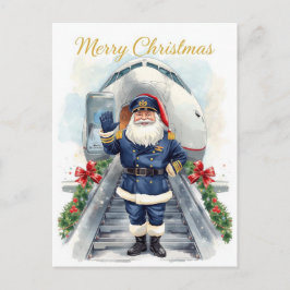 Cartão Postal De Festividades Santa Claus in at the airport