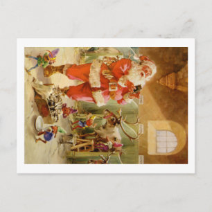 Cartão Postal De Festividades Santa Claus in his North Pole Reindeer Stables