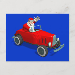Cartão Postal De Festividades Santa Claus In Hot Rod