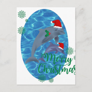 Cartão Postal De Festividades santa claus merry christmas dolphins