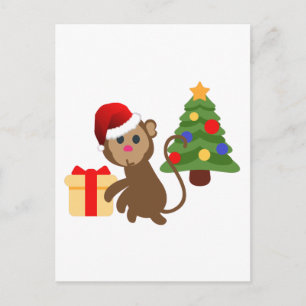 Cartão Postal De Festividades santa claus monkey emoji