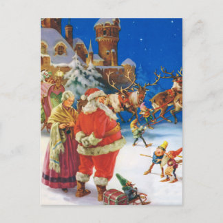 CARTÃO POSTAL DE FESTIVIDADES SANTA CLAUS & MRS. CLAUS NO POLO NORTE