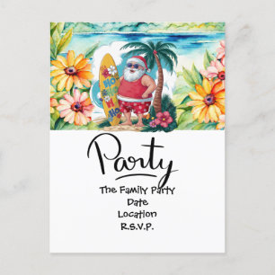 Cartão Postal De Festividades SANTA CLAUS na praia do Havaí no Natal