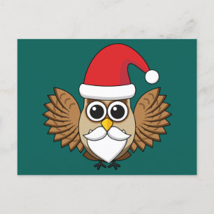 Cartão Postal De Festividades Santa Claus Owl