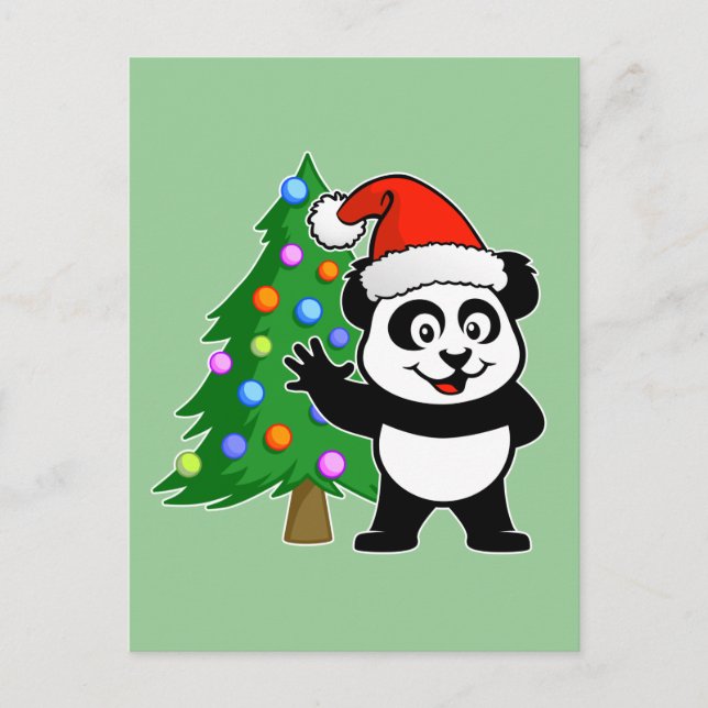 Cartão Postal De Festividades Santa Claus Panda (Frente)