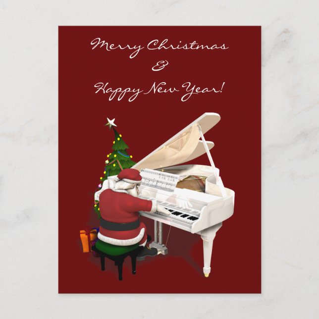 Cartão Postal De Festividades Santa Claus Pianist (Frente)