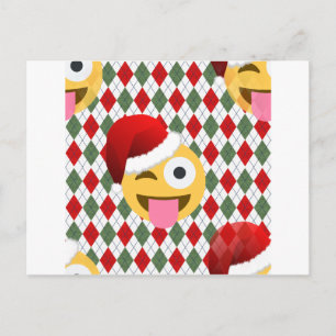 Cartão Postal De Festividades santa claus piscar os olhos emoji