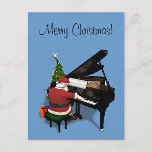 Cartão Postal De Festividades Santa Claus Playing Piano