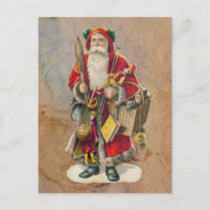 Cartão Postal De Festividades Santa Claus Vintage Antiquado Natal