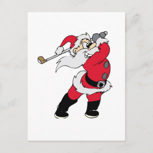 Cartão Postal De Festividades Santa Golfing Holiday Gifts