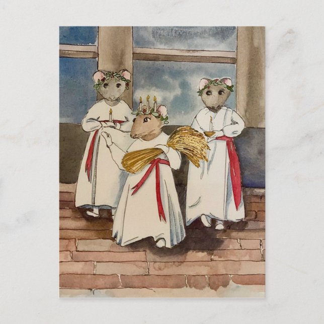 Cartão Postal De Festividades Santa Lucia e Feliz Natal (Frente)