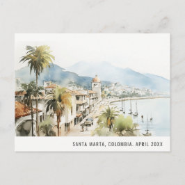 Cartão Postal De Festividades Santa Marta Colombia Watercolor Landscape Travel