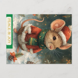 Cartão Postal De Festividades Santa Mouse Holiday Postcard