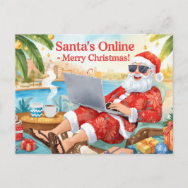 Cartão Postal De Festividades Santa’s Online Computer Lovers Merry Christmas!