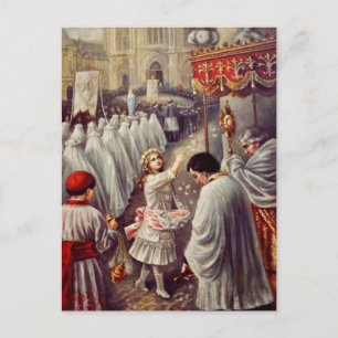 Cartão Postal De Festividades Santa Teresinha Lançando Rosas Corpus Domini Belas