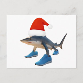 Cartão Postal De Festividades Santa Tralalero Tralala –Shark in Santa Hat