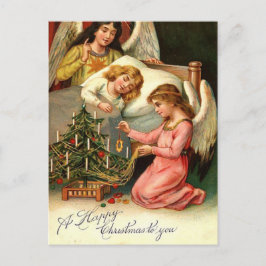 Cartão Postal De Festividades Santa Vintagem para Crianças do Natal