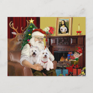 Cartão Postal De Festividades Santa's 2 Westies