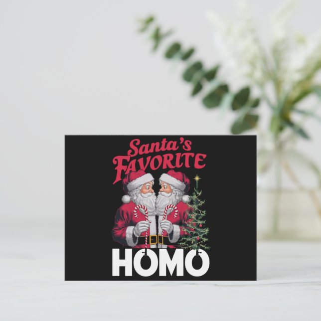 Cartão Postal De Festividades Santas Favoritas Homo Gay Natal do Orgulho LGBTQ (Em pé/Frente)