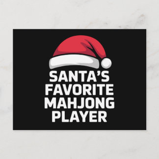 Cartão Postal De Festividades Santa's Favorite Mahjong Player Christmas Game