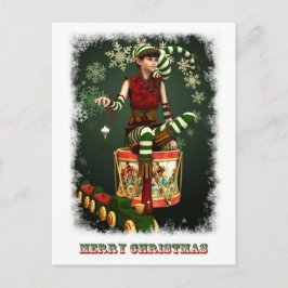 Cartão Postal De Festividades Santas Little Helper Katie