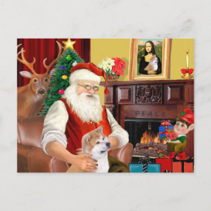 Cartão Postal De Festividades Santa's Shiba Inu (lkup)