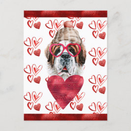 Cartão Postal De Festividades Santo Bernard Hearts Dog Lover Namorados Gift
