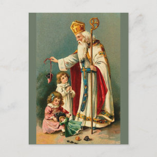 Cartão Postal De Festividades Santo natal vintage Nicholas