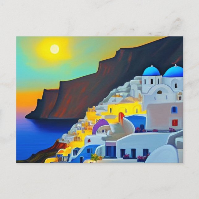 Cartão Postal De Festividades Santorini no Sunset (Frente)