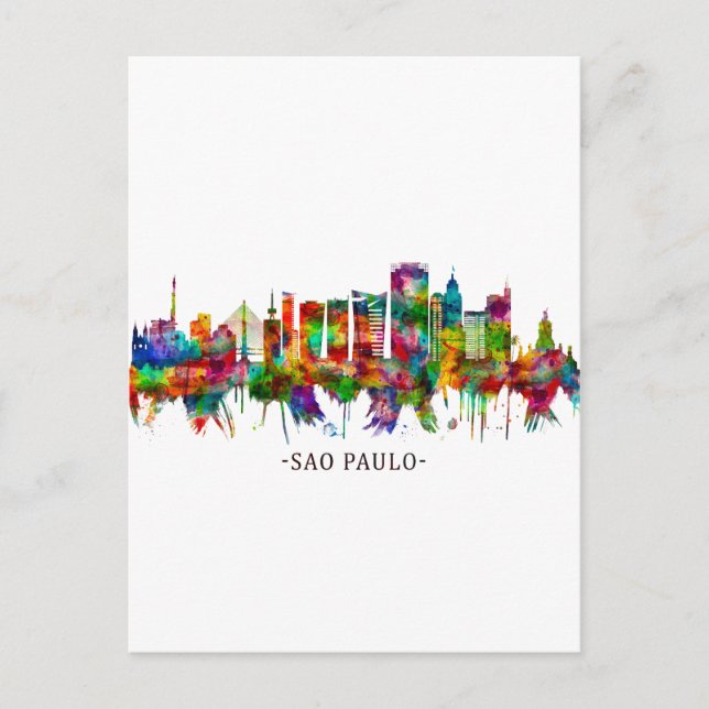 Cartão Postal De Festividades São Paulo Brasil Skyline (Frente)