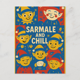 Cartão Postal De Festividades Sarmale and Chill elves Christmas Card 