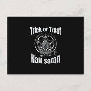 Cartão Postal De Festividades Satã de granizo Pentagram no Halloween