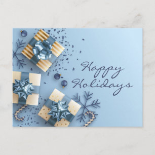 Cartão Postal De Festividades Saudação corporativa ao Enfeites de natal azul our