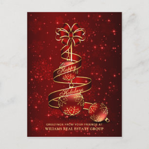 Cartão Postal De Festividades Saudação Corporativa da Bola de Natal Vermelho d
