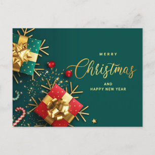 Cartão Postal De Festividades Saudação corporativa do Enfeites de natal verde ou
