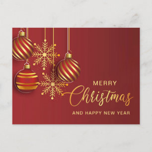 Cartão Postal De Festividades Saudação Corporativa do Enfeites de natal Vermelho