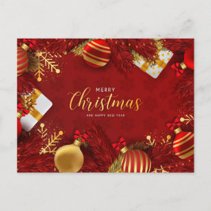 Cartão Postal De Festividades Saudação Corporativa do Enfeites de natal Vermelho