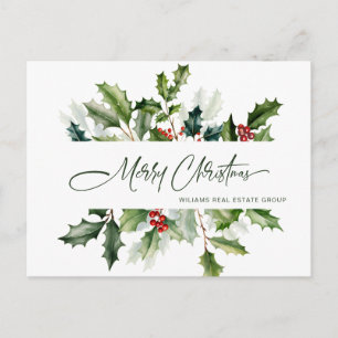Cartão Postal De Festividades Saudação Corporativa Mistura de Natal Watercolor