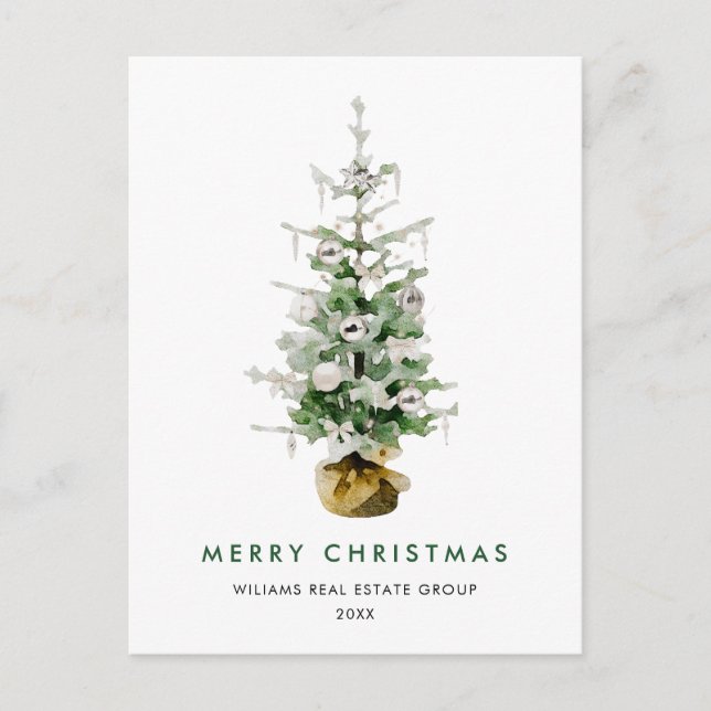 Cartão Postal De Festividades Saudação da Companhia de Natal Elegante Pine Tree (Frente)