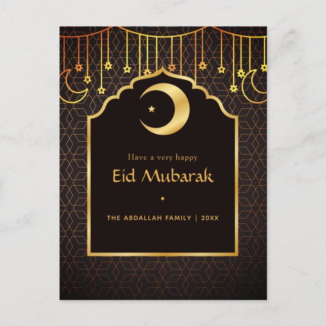Cartão Postal De Festividades Saudação da Família Eid Mubarak (Frente)