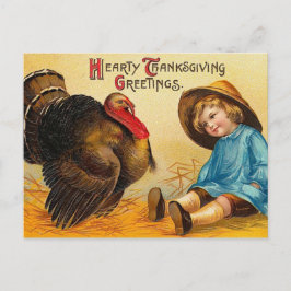 Cartão Postal De Festividades Saudação de Ação de Graças da Bonita Vintage