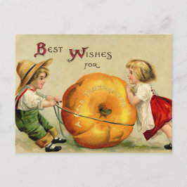 Cartão Postal De Festividades Saudação de Ação de Graças da Bonita Vintage