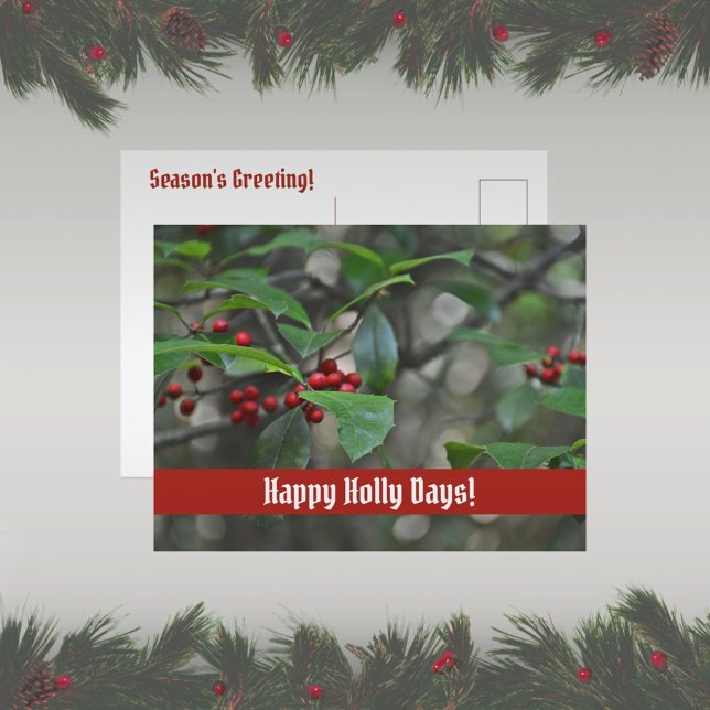 Cartão Postal De Festividades Saudação de Feliz Holly Days (Criador carregado)