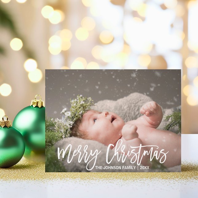Cartão Postal De Festividades Saudação de Feliz Natal Personalizada| adicionar F (Personalized Merry Christmas Greeting PHOTO Holiday Postcard)