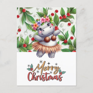 Cartão Postal De Festividades Saudação de Natal do Hippo Hawaii