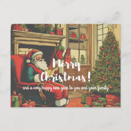 Cartão Postal De Festividades Saudação de Natal do Papai Noel Antigo