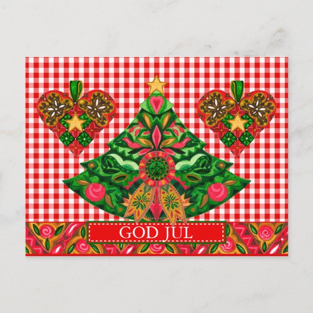 Cartão Postal De Festividades Saudação de Natal escandinavo com texto personaliz (Frente)